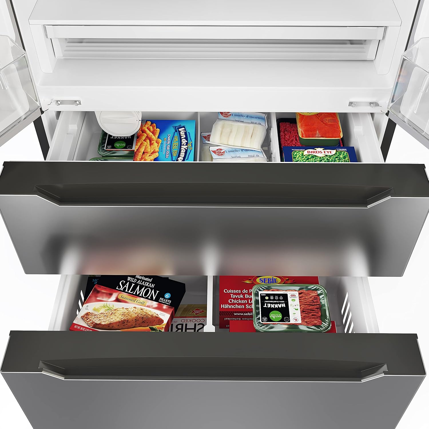 KoolMore Counter Depth French Door Refrigerator with Ice Maker, 4 Door Stainless-Steel Fridge - 22.5 Cu.Ft