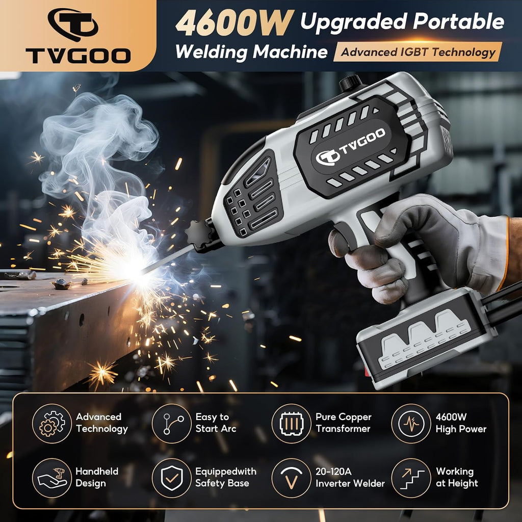 Portable Handheld Welding Machine - 110V IGBT Inverter Handheld Welder, 20-120A ARC Adjustable Current, Hot Start & Anti-Stick for 3/32'-1/8' Welding Rods(Grey)