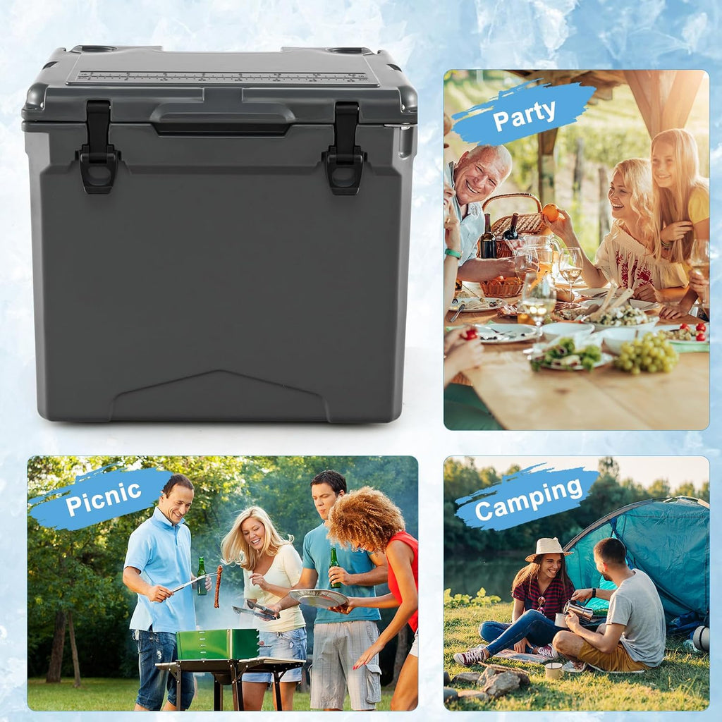Goplus Cooler with Wheels, Insulated Large Ice Chest with Portable Handles, Cup Holders, Leak-Proof Tight Latches, 5-7-day Ice Retention, Heavy Duty Hard Coolers for Beach Camping Boat
