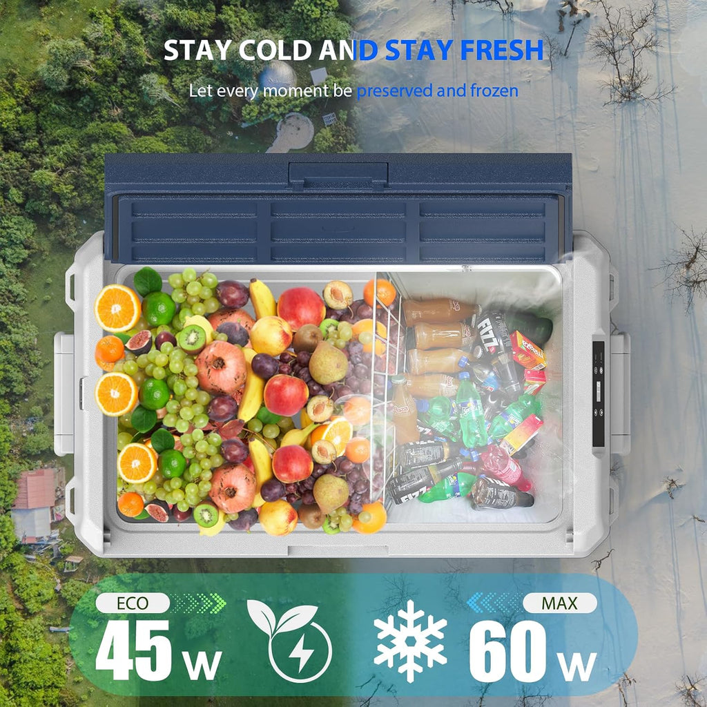 ICF61 12 Volt Portable Car Refrigerator Freezer, 69QT/65L Electric Cooler -4℉~68℉, 12/24V DC 100-240V AC for Camping, Road Trips, RV, Truck