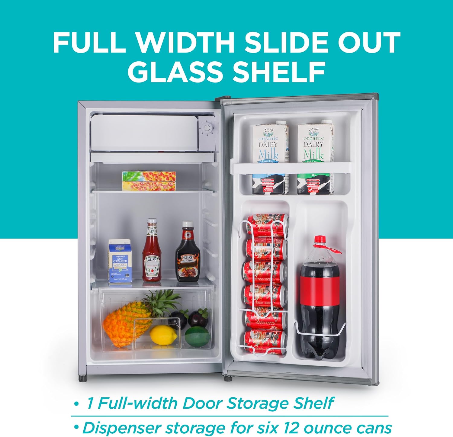 BLACK+DECKER 3.2 Cu. Ft. Compact Refrigerator, ENERGY STAR Small Refrigerator, Single Door Mini Fridge with Chiller Compartment, Personal Fridge for Home or Dorm Room, BCRK32V, Stainless Look