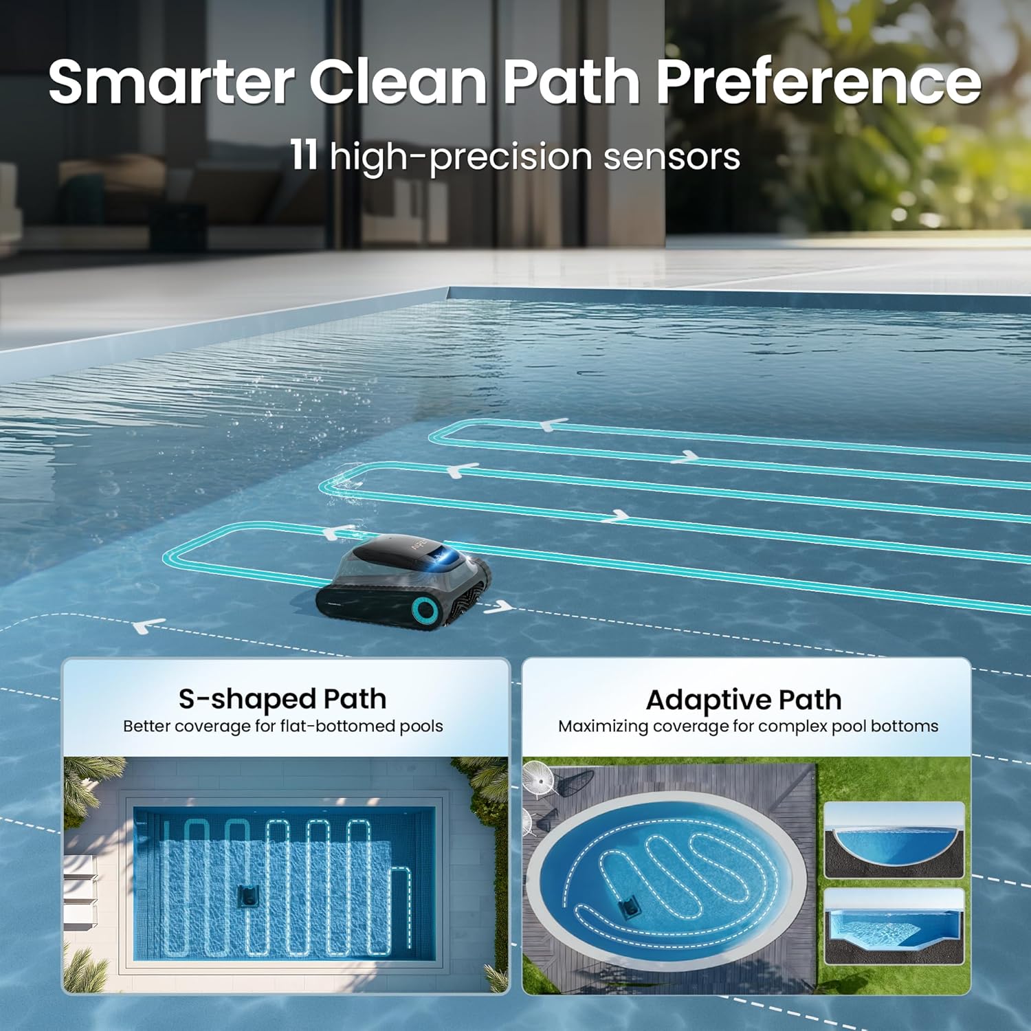 (2026 Upgrade) Aiper Scuba S1 Robotic Pool Cleaner, Weekly Custom Cleaning Plan, 270 Min Runtime, Over-the-Waterline Scrubbing, Smarter Navigation with 11 High-Precision Sensors, App Support-Gray