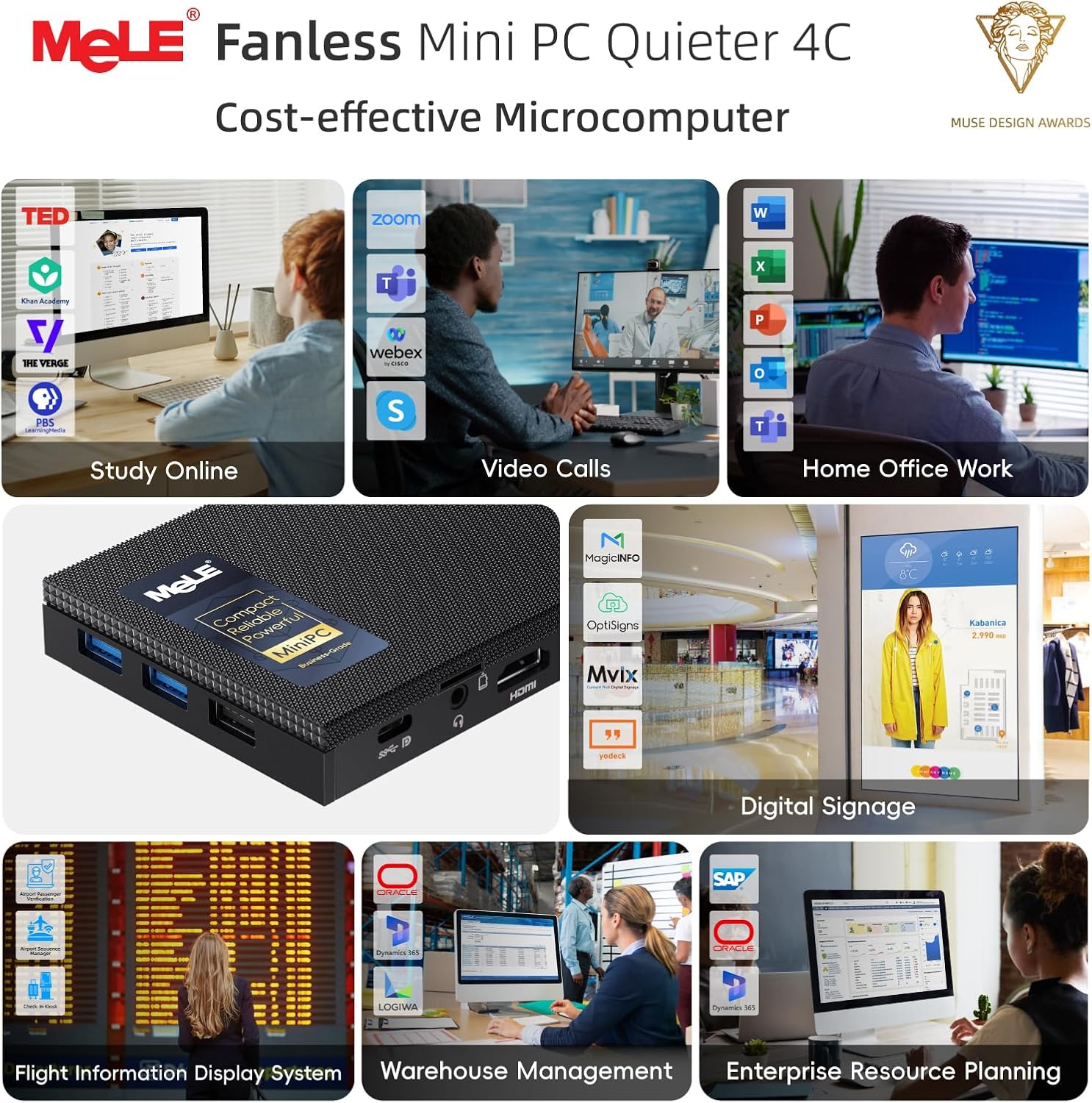 MeLE Fanless Mini PC Quieter 4C, N100 16GB RAM 512GB Storage Win 11 Mini Computers, Micro PC with Full-Functional USB-C, 2.4G/5G WiFi, 4K Triple Screen on Home, Office, Education, Astrophotography
