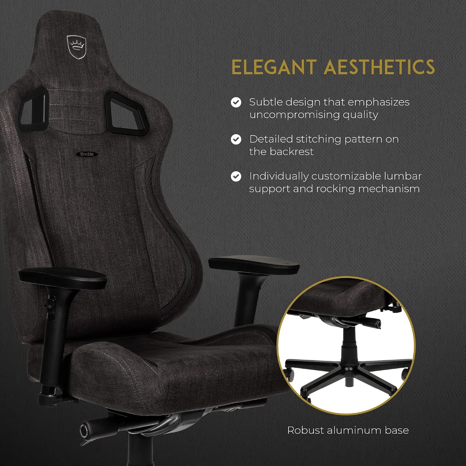 noblechairs Epic Reclining Gaming Chair and Reclining Office Chair, Textile Fabric, Tx Anthracite