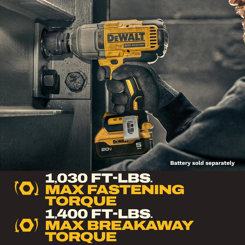 DEWALT 20V MAX Cordless Impact Wrench, 1/2 Impact Gun, 4-Speed High Torque with Hog Ring Anvil and LED Light, Brushless Motor, Precision Wrench, Tool Only (DCF900B)