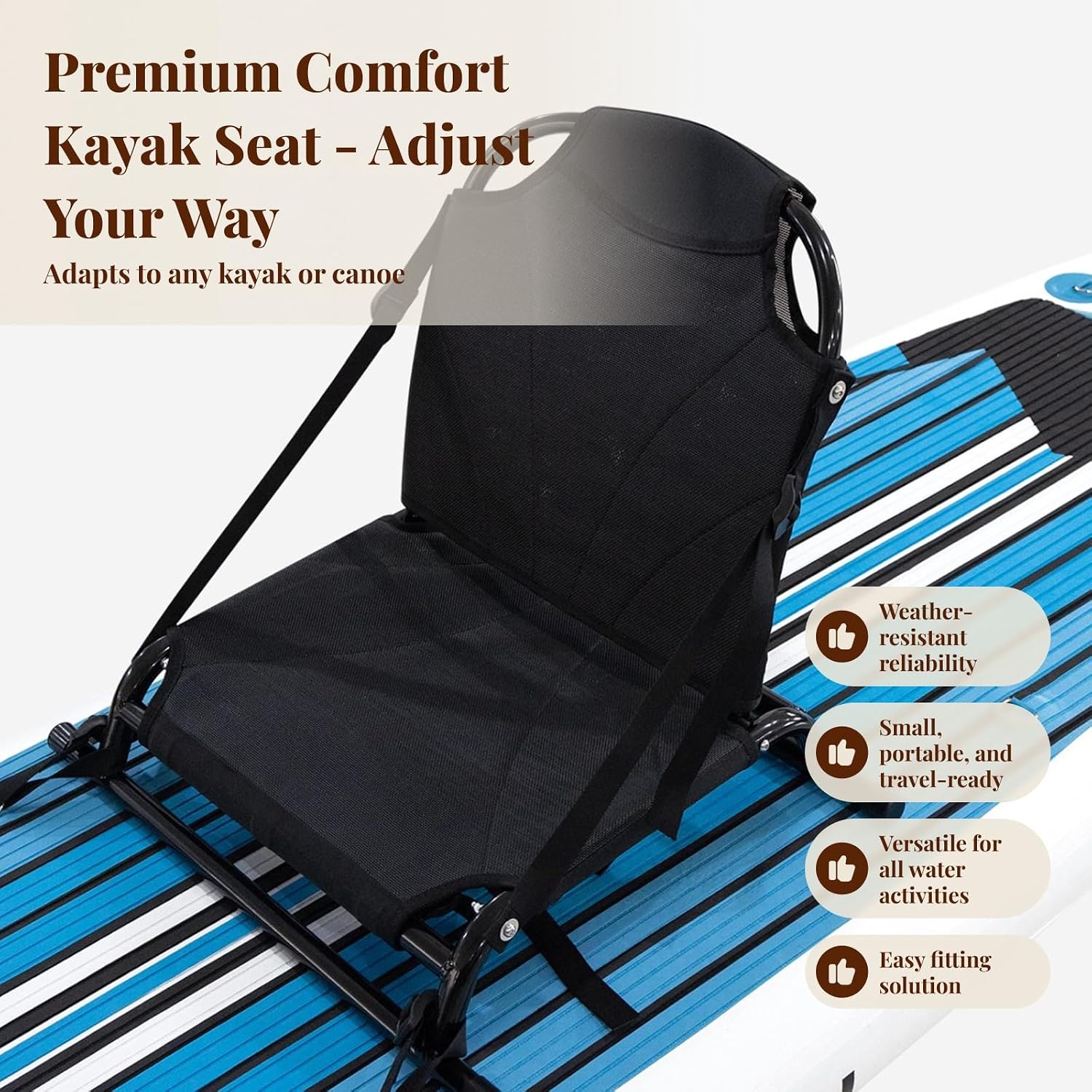 Colaxi Kayak Seat with Backrest Support Versatile Replacement Portable Foldable Fishing Seat