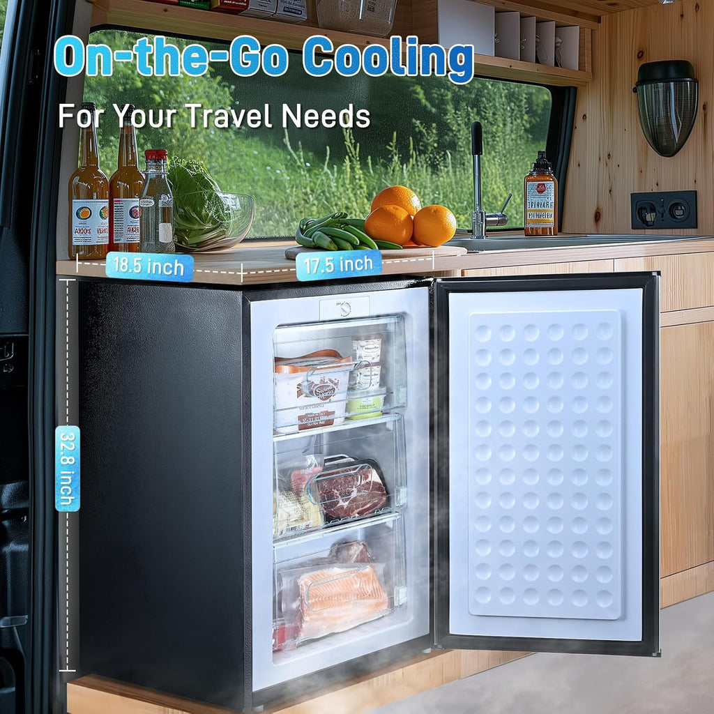 Anypro Compact Mini Upright Freezer 3 Cu.Ft with 3 Pull-down Drawer Doors and Adjustable Thermostat, Single Door Small Deep Standing Freezer Rapid Cooling for Home, Office, Dorm, Garage, Silver