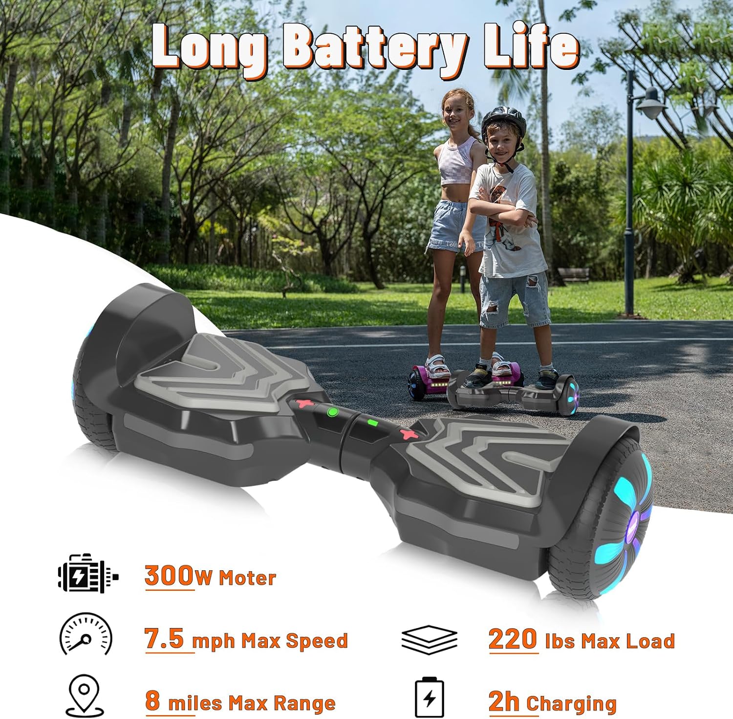 SIMATE Scooter, Bluetooth Speakers and LED Light-Up Wheels, APP Control, Dual 250W Motors, 8.5 mph Max Speed & 8.5 Miles Max Range, Gifts for Kids Adults Girls Boys