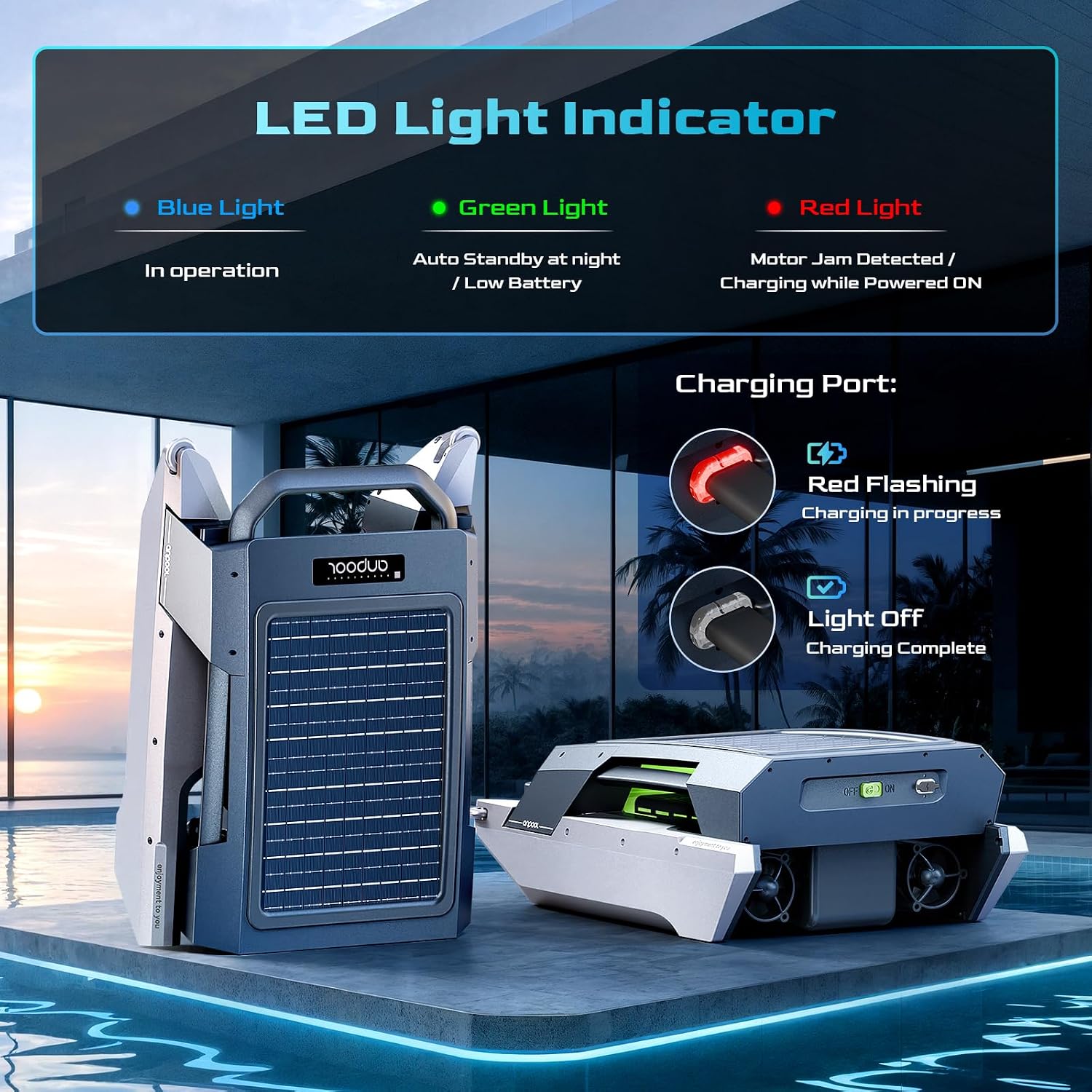 P1 Solar Pool Skimmer Cleaner Robotic for Surface with Solar & DC Charging,24/7 Continuous Cleaning,Anti-Stuck Smart Obstacle Avoidance,Dual Clean Mode Auto Switch,No Privacy Collection