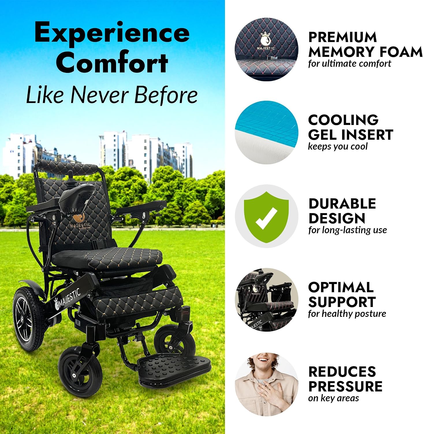 Lightweight Electric Wheelchair for Adults – Remote Controlled Foldable Power Chair – Portable Travel Mobility Aid