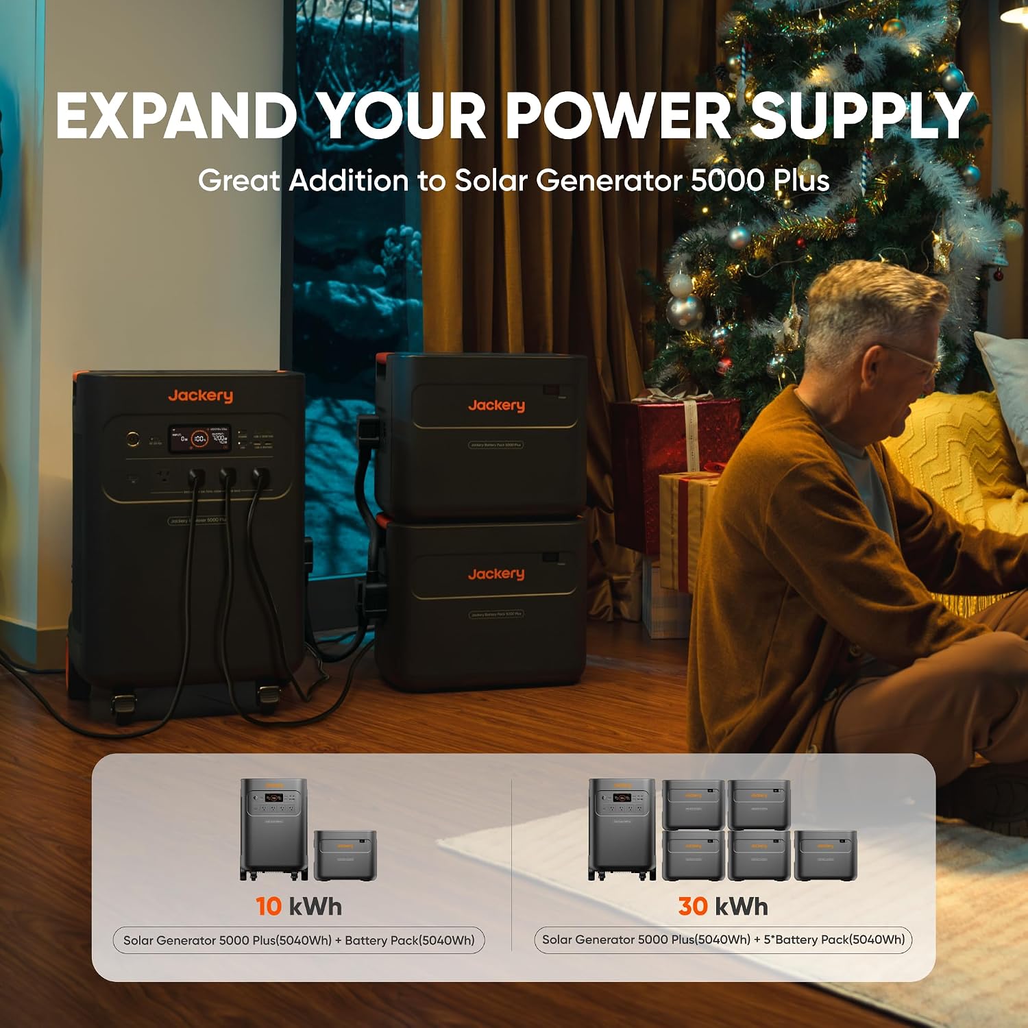 Jackery Battery Pack 5000 Plus for the Solar Generator 5000 Plus Portable Power Station, 5040Wh LiFePO4 Batteries with 4000 Life Cycles, Expandable Home Backup Battery for Home Use, Emergency