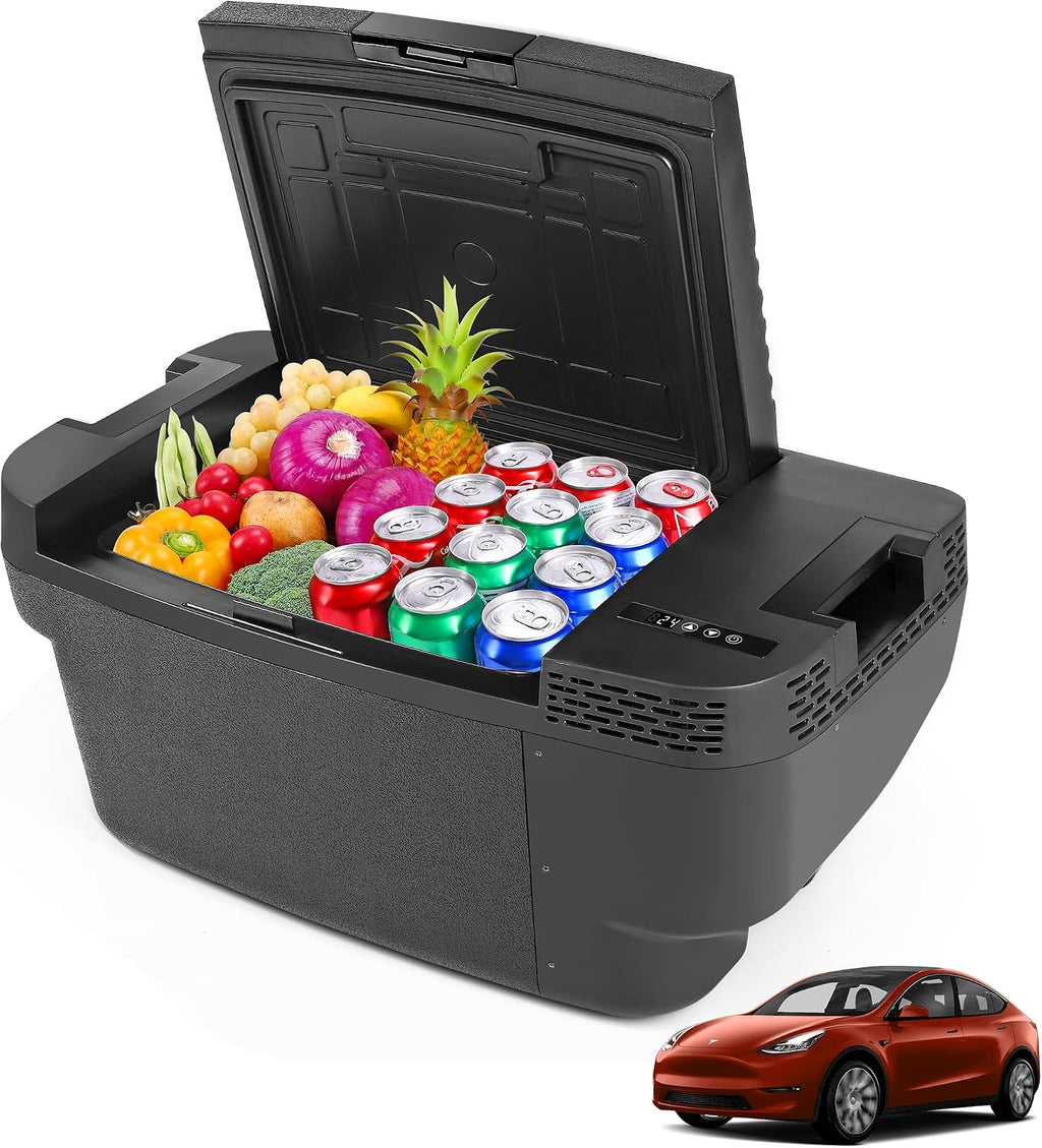 Car Refrigerator for Tesla Model Y, 【APP Control】 37QT(35L) -4℉~68℉ Car Fridge 12V Refrigerator for Tesla Model Y, Trunk Portable Freezer for Camping Tailgating Road Trip Home 12/24V DC&120~240V AC