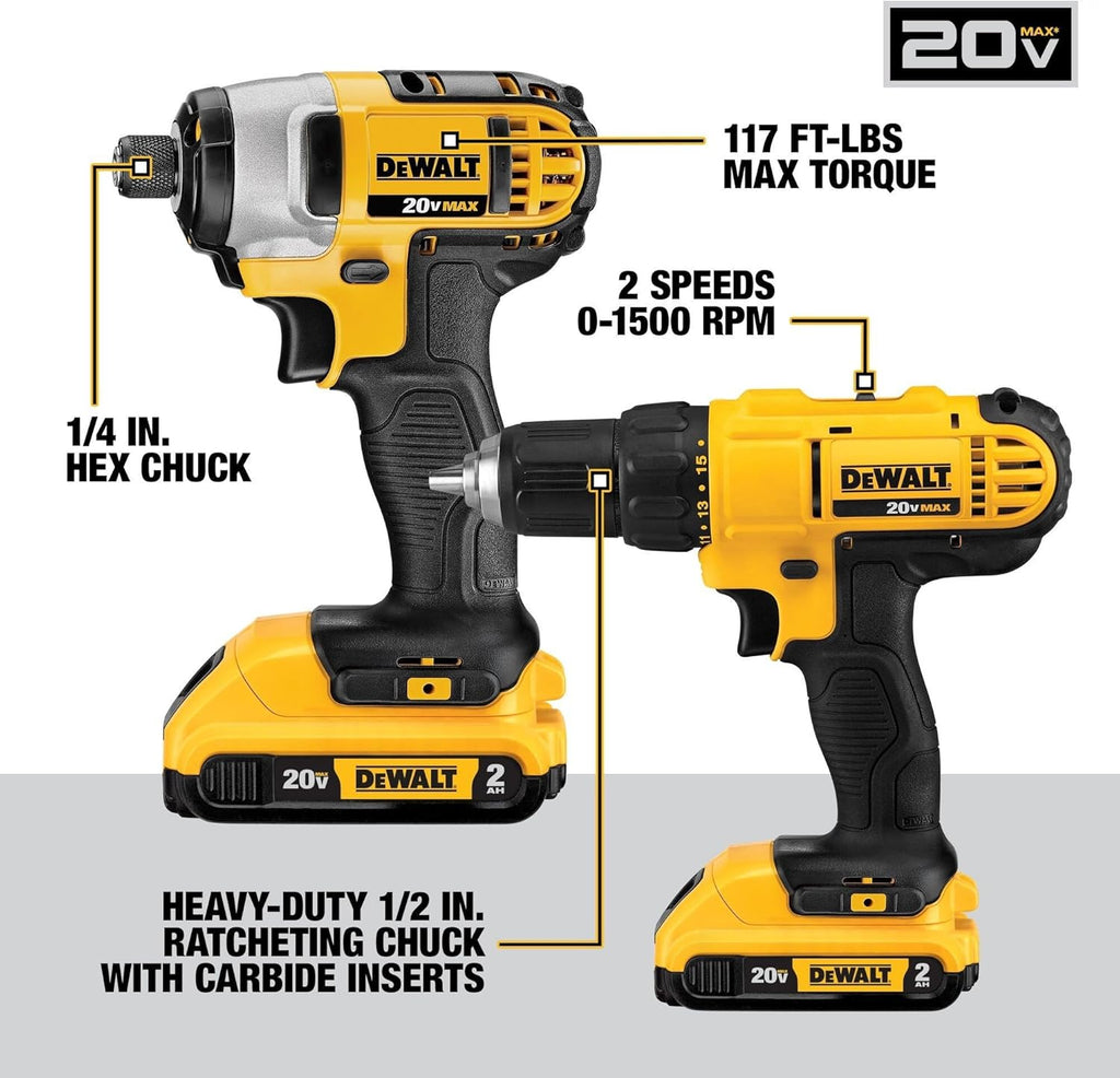 DEWALT 20V MAX Power Tool Combo Kit, 10 Tool Cordless Power Tool Set, 2 Batteries, Charger and 2 Bags Included, Dewalt Brushless Combo Kit (DCK1021D2)