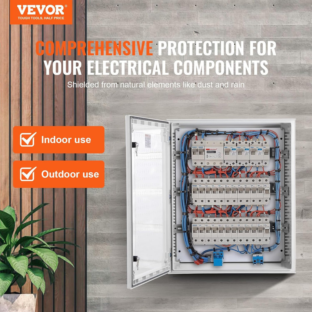 VEVOR Electrical Enclosure Box,23.6''×19.7''×9.1'',Fiberglass Junction Box,IP66 Waterproof & Dustproof,Outdoor Electrical Box,with Mounting Plat