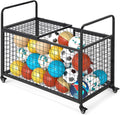 AECOJOY Ball Cart Storage, Rolling Basketball Bin with Wheels for Garage, School, Gym, Sports Equipment and Toy Organizer, Indoor & Outdoor