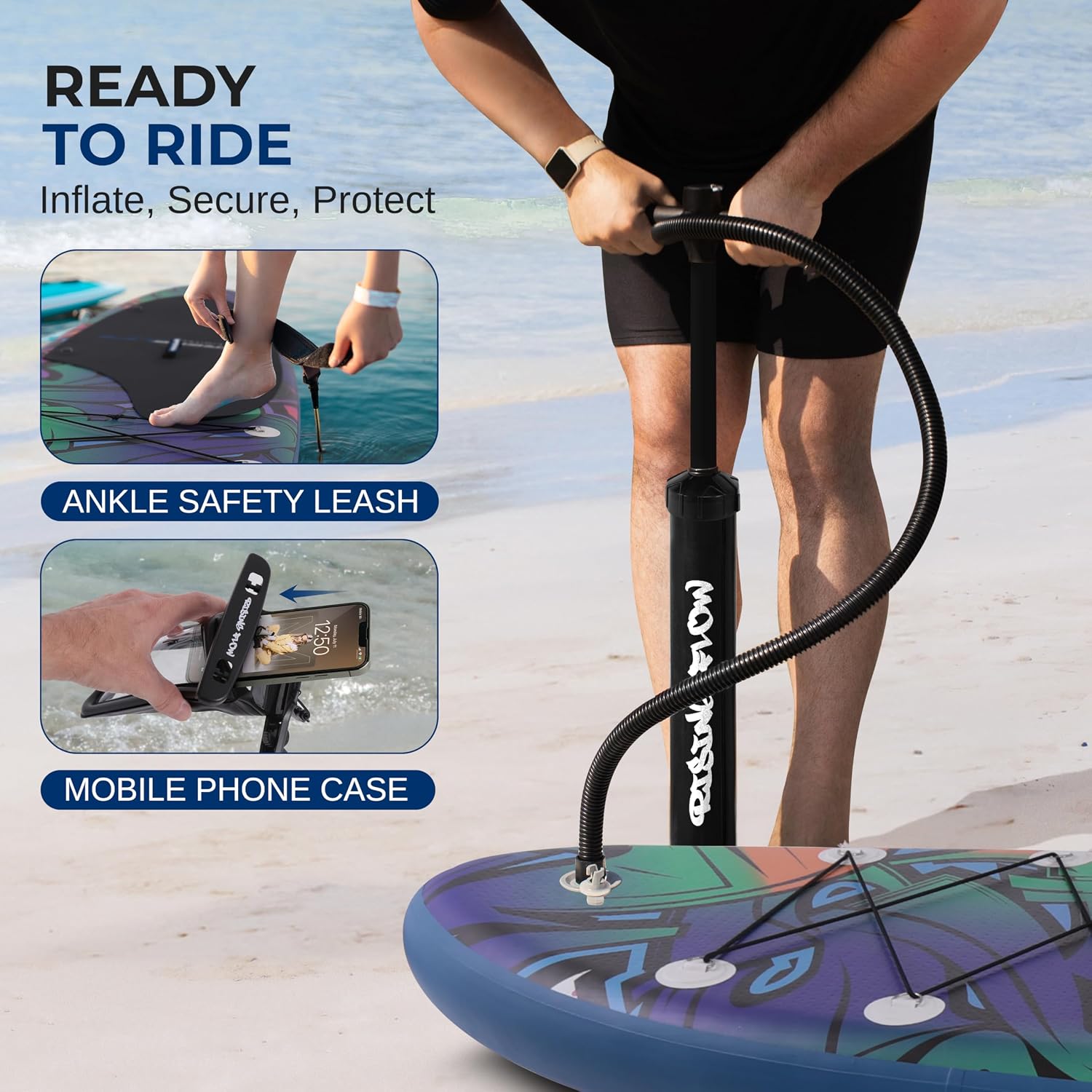 SereneLife Inflatable Stand Up Paddle Board and Detachable Seat - SUP Paddleboard Set for Adults and Youth, 32' Wide Design with Non-Slip EVA Deck Pad and Marine-Grade Materials, 350 lbs Capacity