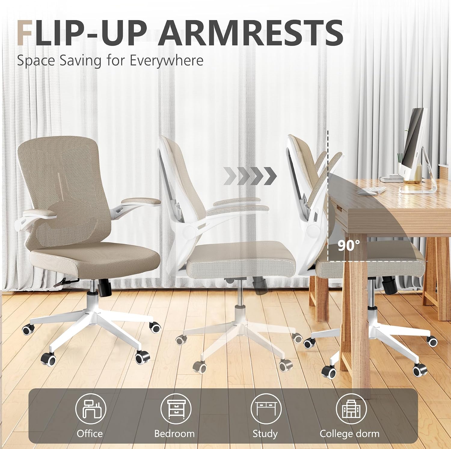 balmstar Office Chair Desk Chair, Ergonomic Mesh Computer Chair with 90-130° Recline & 360° Smooth-Rolling Casters, Adjustable Lumbar Support Task Chair for Home Office, Comfortable for Women, Teens