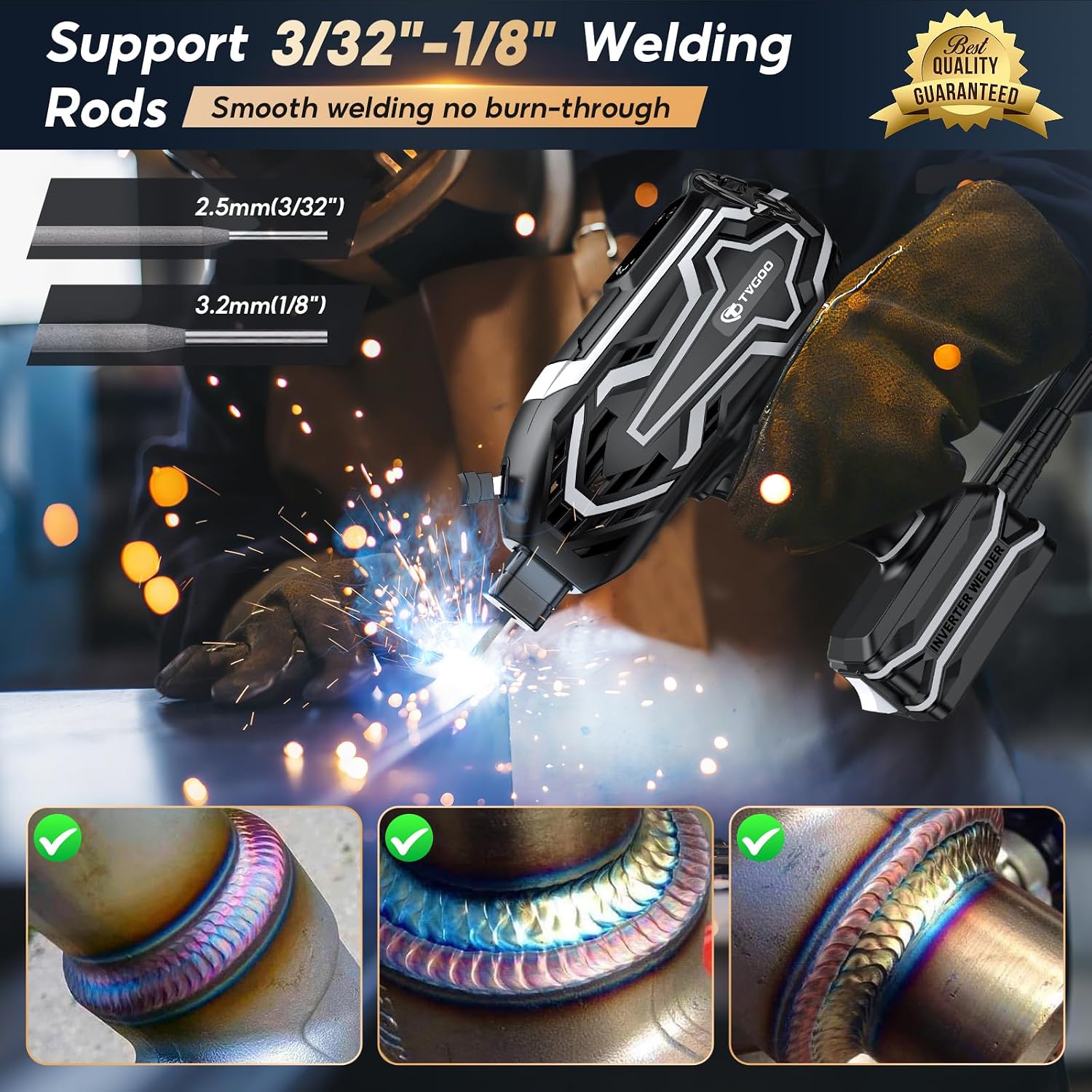 Portable Handheld Welding Machine - Digital Display & Memory Function, 120A 110V IGBT ARC Welder, Hot Start/Anti-Stick for 3/32'-1/8' Rods, Gift for Man (Grey)