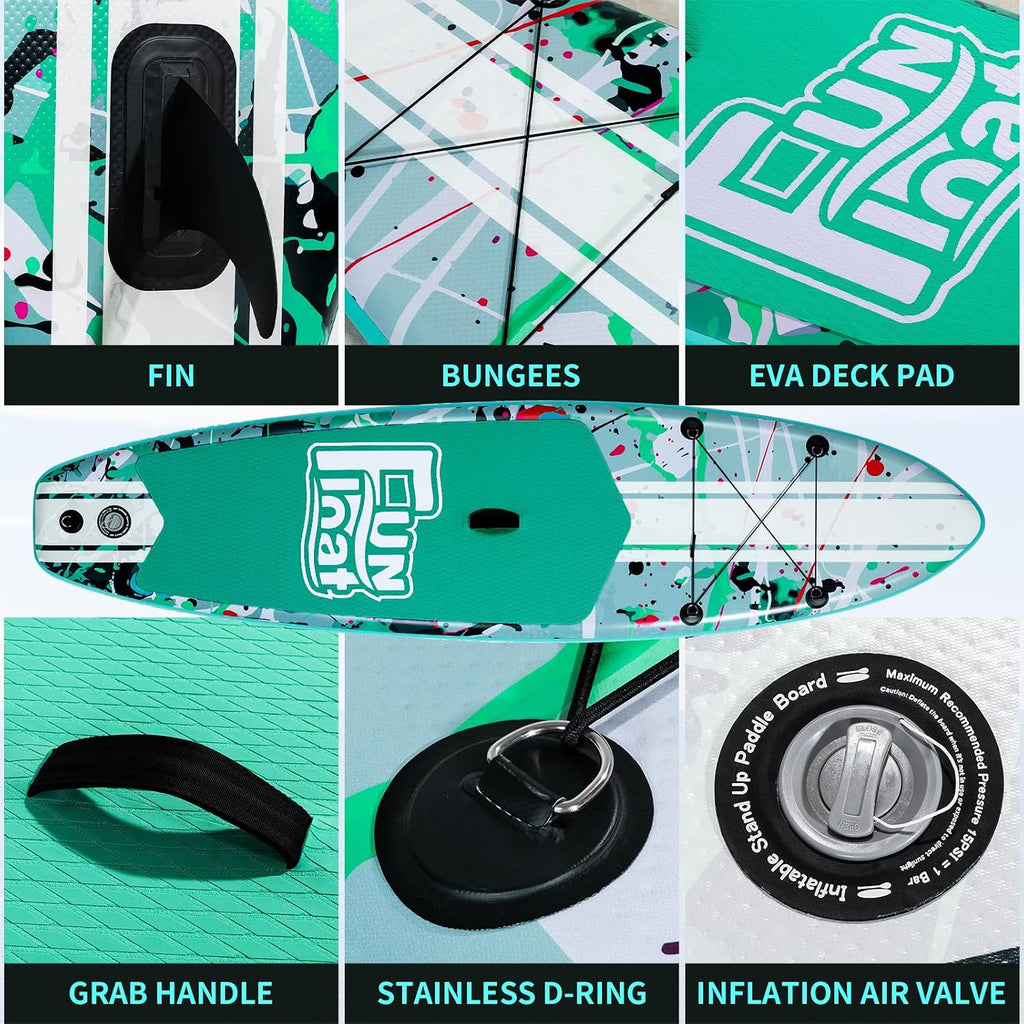 SUP, Paddle Board 11'x33 x6 Wide Inflatable Stand Up Paddle Board with Hand Pump, Leash, Adjustable Paddle for Basic Version, 100L Backpack, All-Round Sup Board