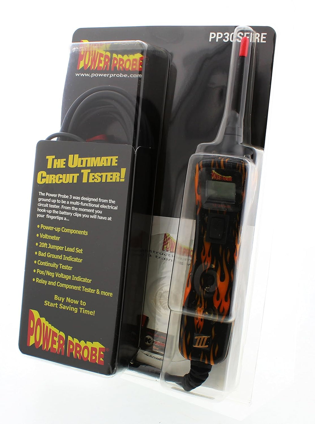 Power Probe III Clamshell - [Car Automotive Diagnostic Test Tool, Digital Volt Meter, AC/DC Current Resistance, Circuit Tester] (Fire)