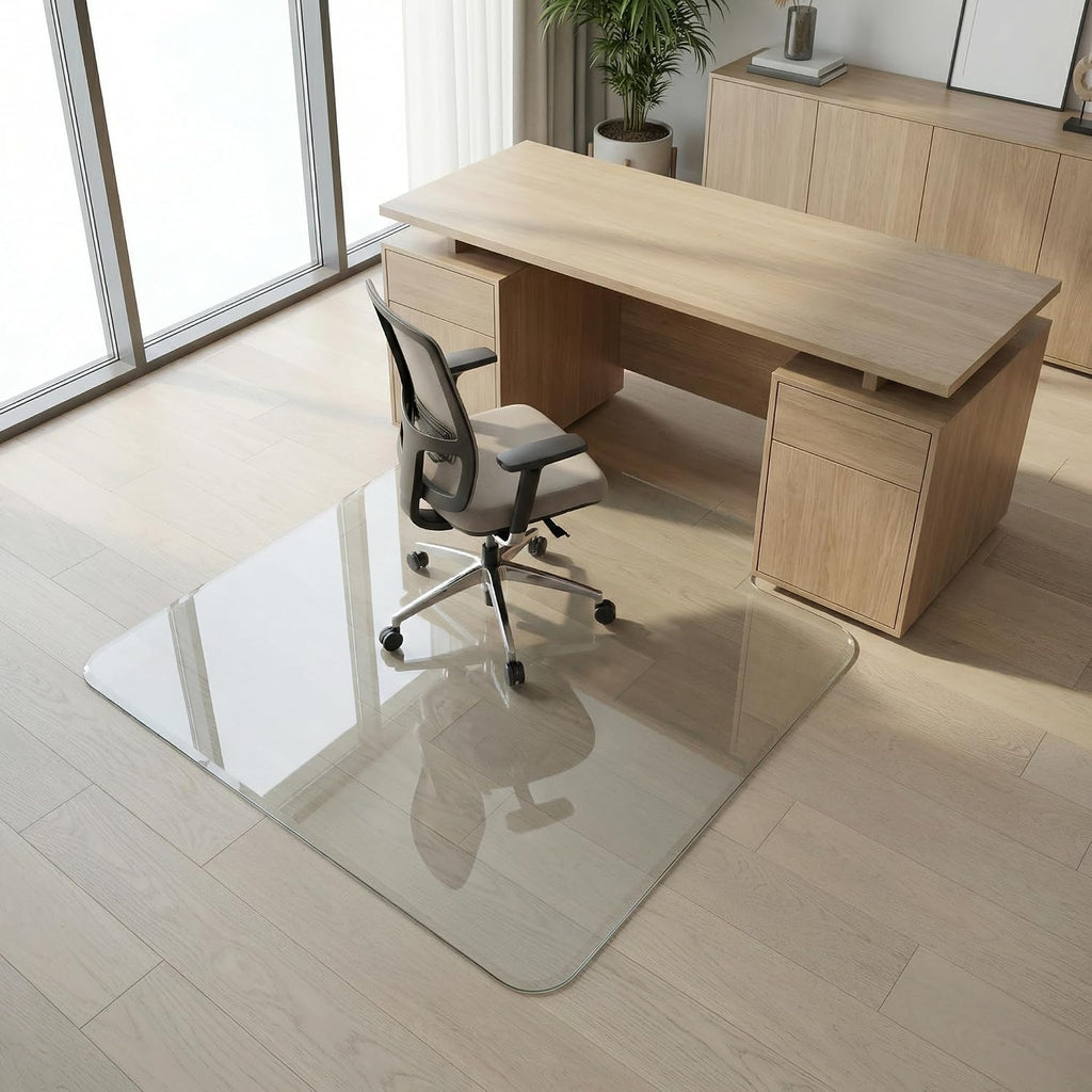 Office Chair Mat for Carpet & Hardwood - 36x48 Tempered Glass Chair Mat, Beveled Edge, Heavy-Duty 1,000 lb Capacity, Smooth Glide Floor Protector by Clearly Innovative