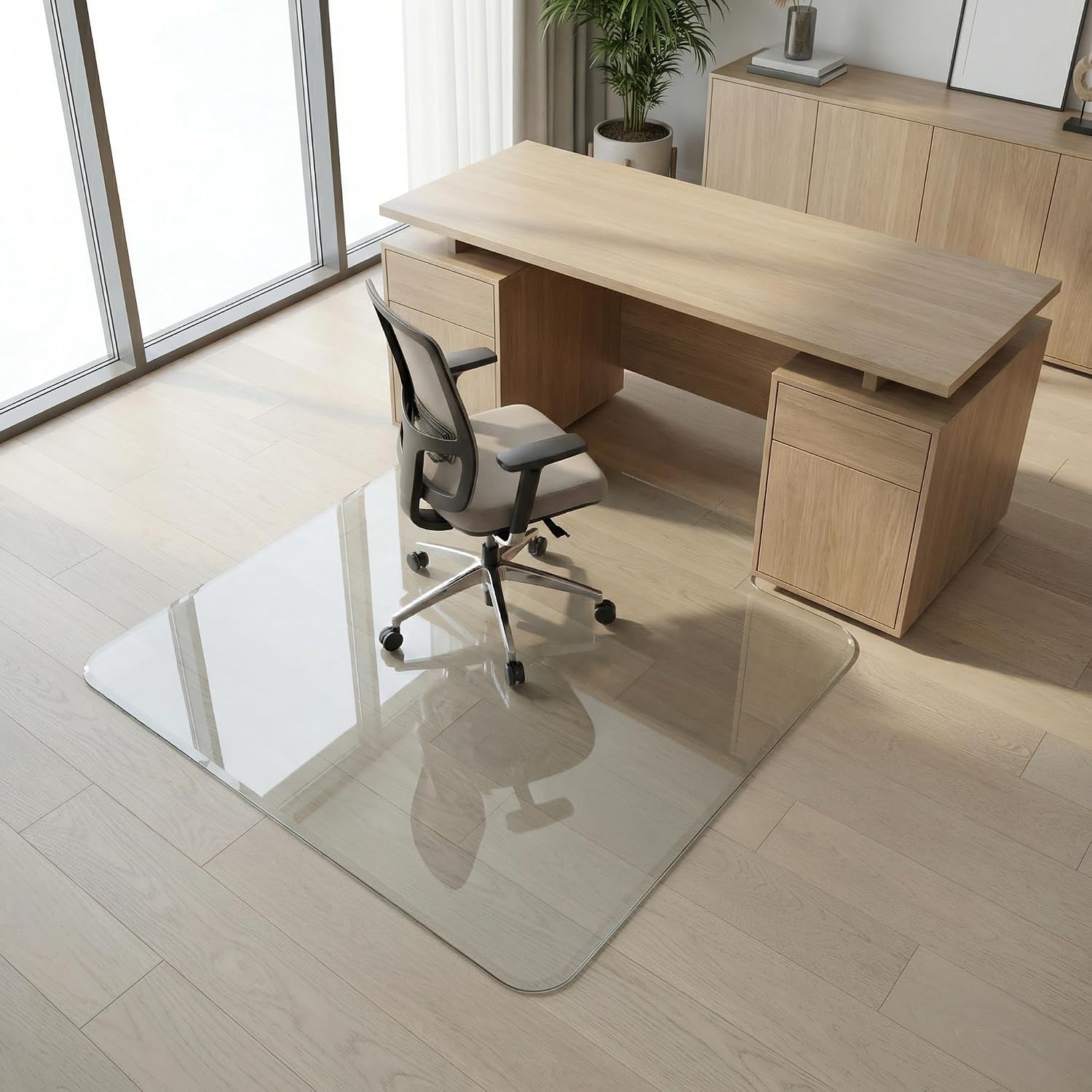 Office Chair Mat for Carpet & Hardwood - 36x48 Tempered Glass Chair Mat, Beveled Edge, Heavy-Duty 1,000 lb Capacity, Smooth Glide Floor Protector by Clearly Innovative
