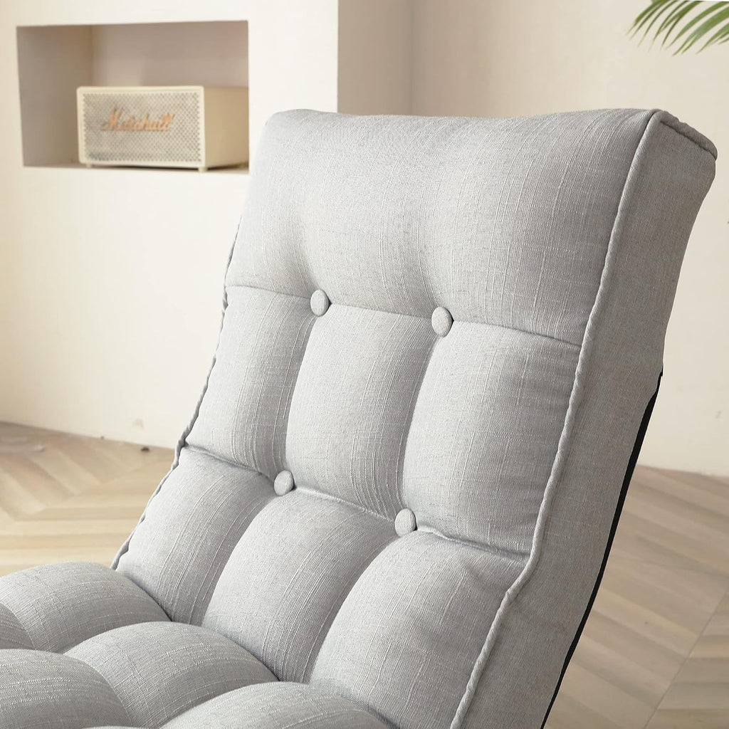 360° Swivel Floor Gaming Chair, Floor Chair, 14 Adjustable Head Segments 3 Waist Segments, Ergonomic Recliner for Gaming Reading Living Room, Includes Footrests (Cement Grey)
