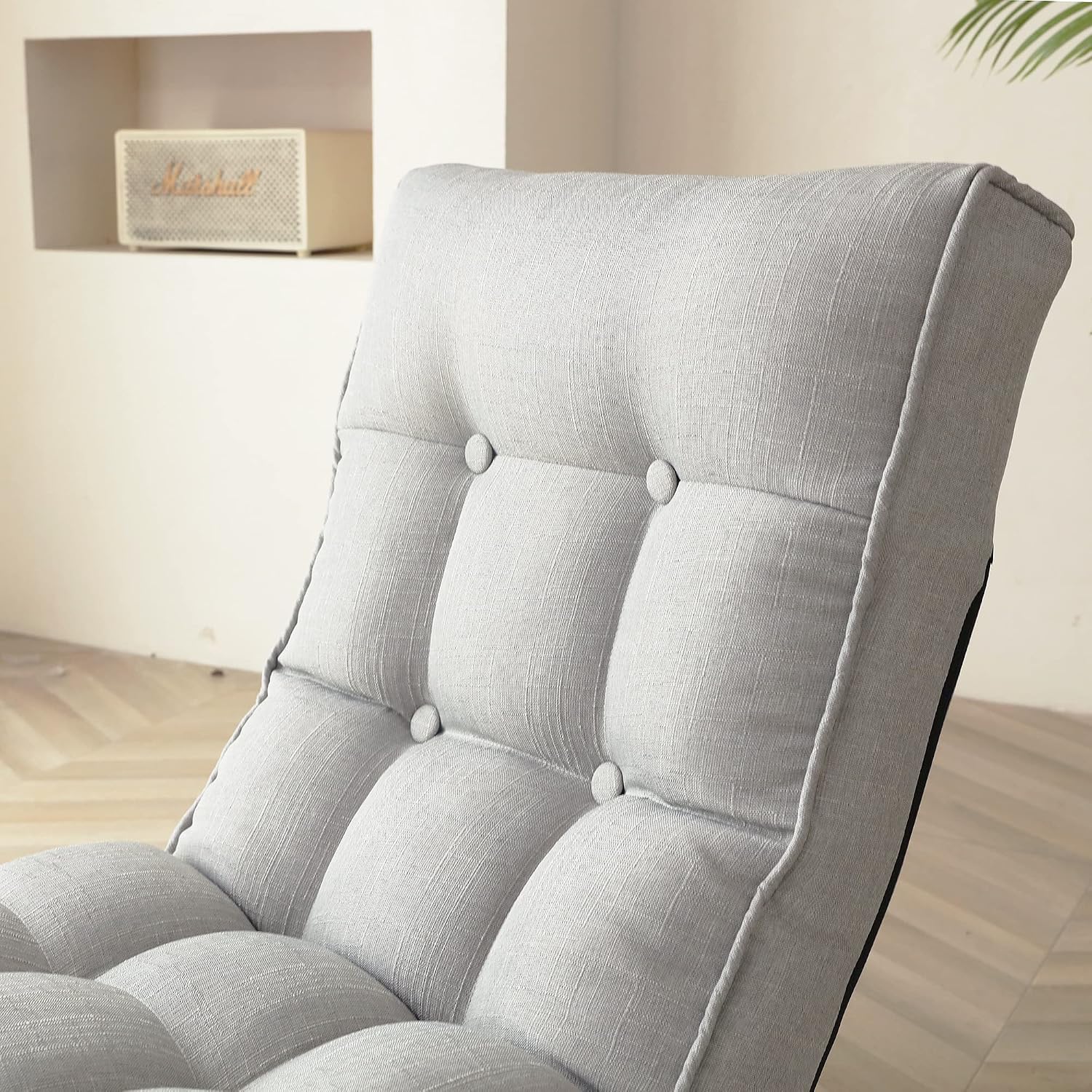 360° Swivel Floor Gaming Chair, Floor Chair, 14 Adjustable Head Segments 3 Waist Segments, Ergonomic Recliner for Gaming Reading Living Room, Includes Footrests (Cement Grey)