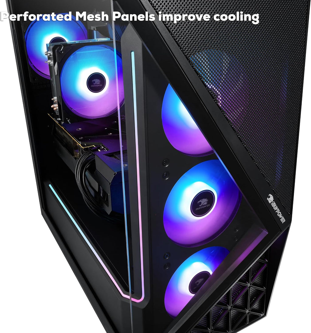 iBUYPOWER Slate Black Gaming PC Desktop Computer AMD Ryzen 5 8400F CPU, NVIDIA GeForce RTX 5060Ti 8GB GPU, 16GB DDR5 RGB 5200MHz RAM, 1TB NVMe SSD, Windows 11 Home, Keyboard, Mouse - SBA5N56T01