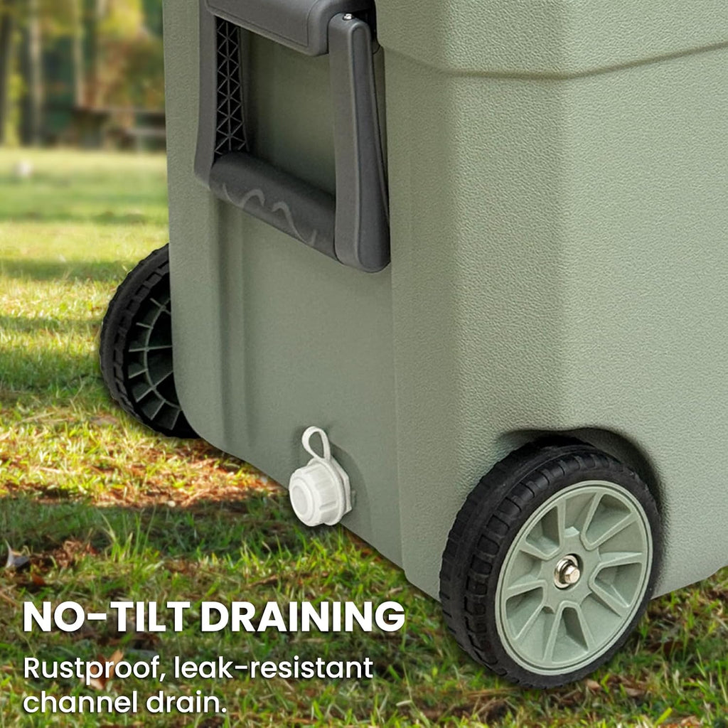 JUST-V 34-127 Quart Insulated Portable Cooler with Heavy Duty Wheels Keeps Ice for up to 5 Days, Great for Drink, Beach, Camping, Tailgating, Sports, & More
