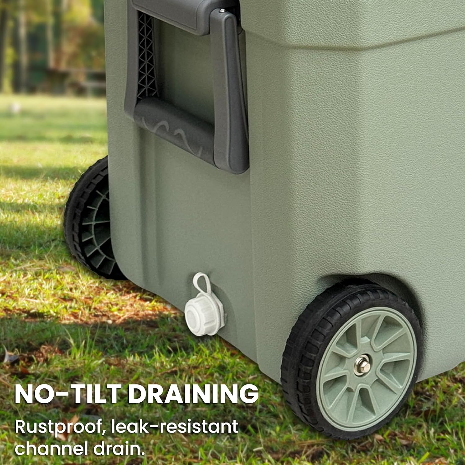 JUST-V 34-127 Quart Insulated Portable Cooler with Heavy Duty Wheels Keeps Ice for up to 5 Days, Great for Drink, Beach, Camping, Tailgating, Sports, & More