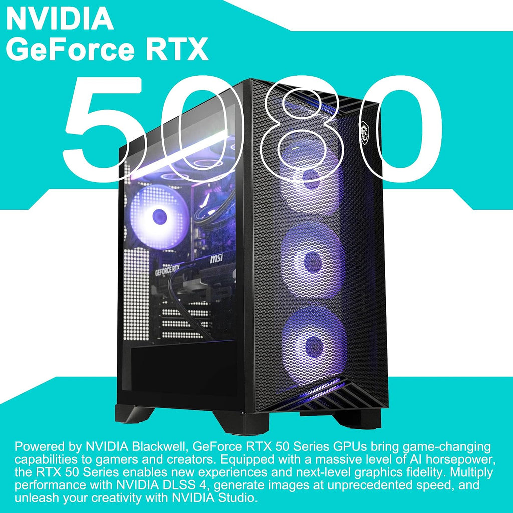 msi Aegis ZS2 Gaming Desktop AMD 12-core Zen 5 Ryzen 9 9900X 32GB RAM 2TB SSD GeForce RTX 5080 DLSS 4 360mm Liquid Cooler 850W 80+ Gold PSU Support HDD Win11 w/ICP Hub