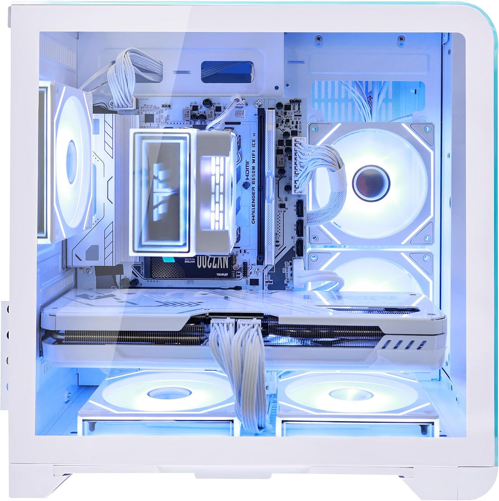 Curved Pannel Gaming PC - AMD Ryzen 7 7800X3D 8-Core 4.2 GHz - GeForce RTX 5060 8GB -32GB DDR5 6000MHZ RAM - 1TB PCIe SSD - WiFi &Bluetooth - RGB Fans-Windows 11, Desktop Computer-White