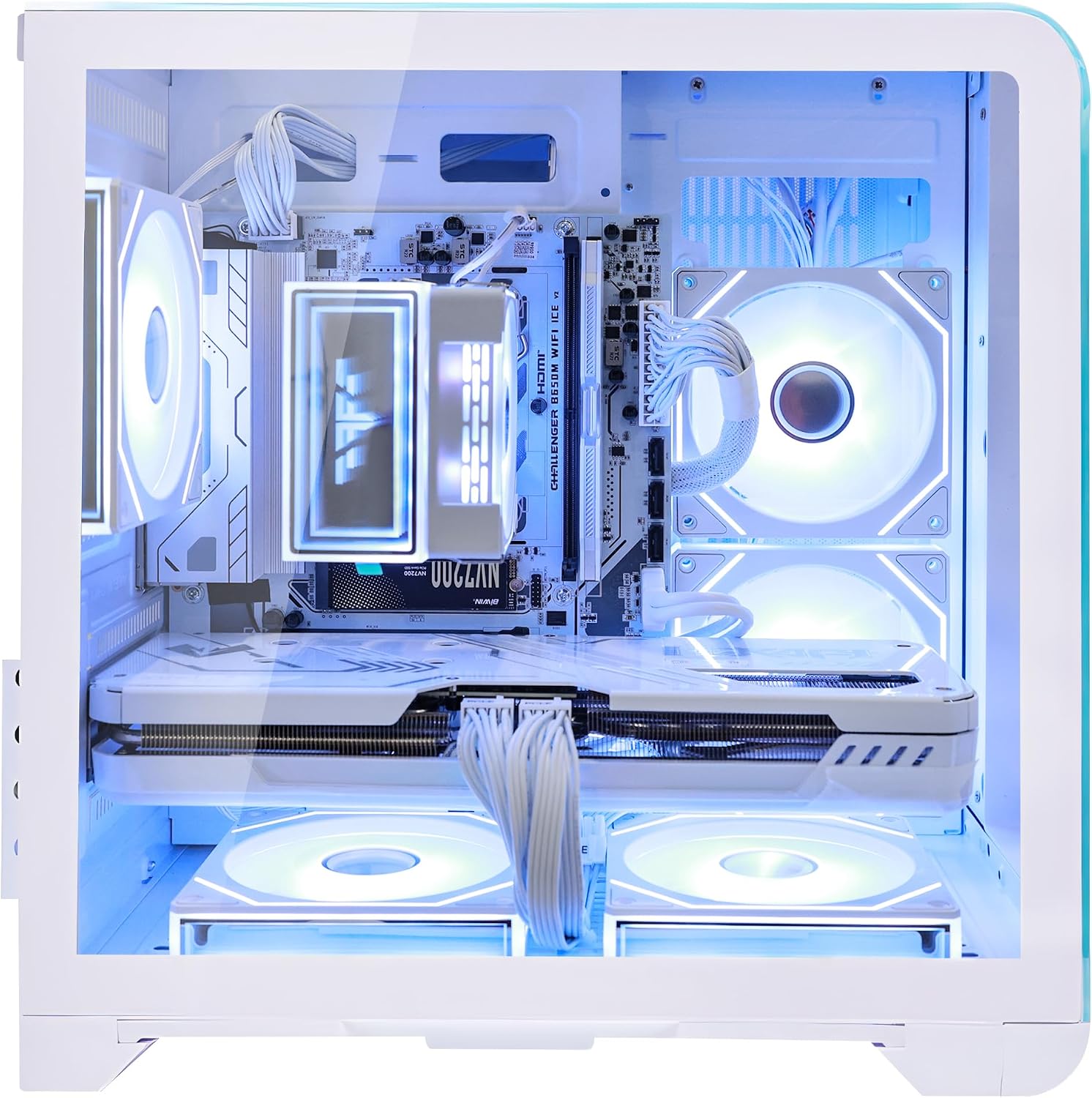 Curved Pannel Gaming PC - AMD Ryzen 7 7800X3D 8-Core 4.2 GHz - GeForce RTX 5060 8GB -32GB DDR5 6000MHZ RAM - 1TB PCIe SSD - WiFi &Bluetooth - RGB Fans-Windows 11, Desktop Computer-White