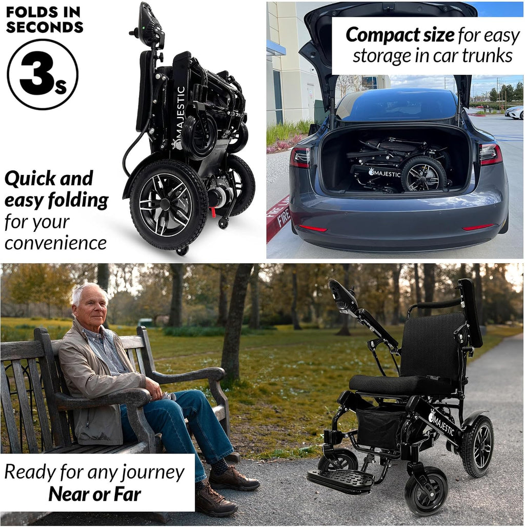 Majestic IQ-8000 Electric Wheelchairs for Adults,Foldable Lightweight Electric Wheelchair,Light Weight Folding Power Chair for Seniors,Portable Motorized Wheelchair,Durable Ultra Light Wheel Chair