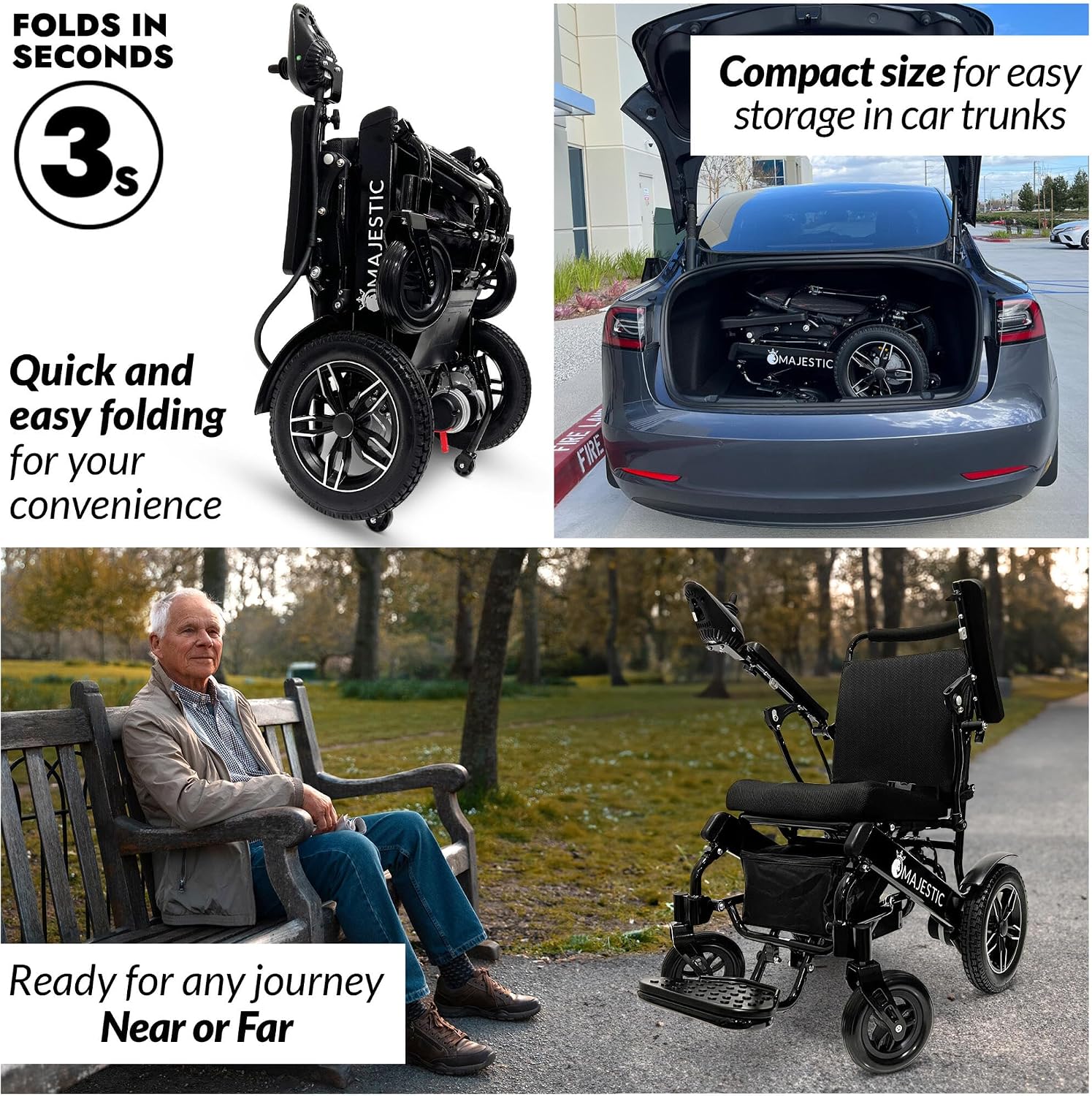 Majestic IQ-8000 Electric Wheelchairs for Adults,Foldable Lightweight Electric Wheelchair,Light Weight Folding Power Chair for Seniors,Portable Motorized Wheelchair,Durable Ultra Light Wheel Chair