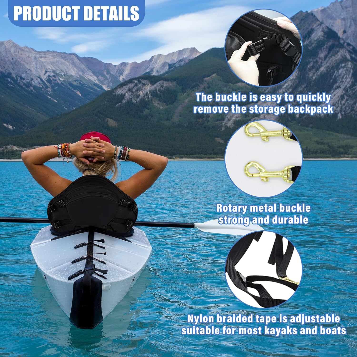 Thickened Kayak Seats - Premium Shockproof Seats with Back Support for Kayaking, Canoeing, Fishing, Paddle Boarding - Comfort, Versatility and Extra Storage