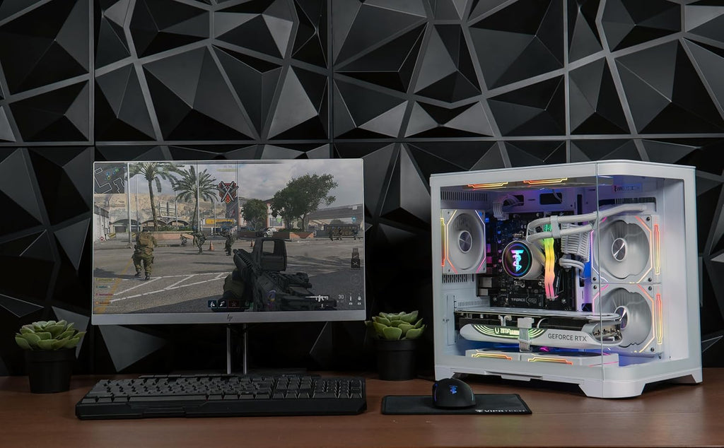 ViprTech Reaper 4.0 Gaming PC - AMD Ryzen 7 8700F (5.0Ghz Liquid Cooled), RTX 5070 12GB, 32GB DDR5 RAM, 2TB NVMe SSD, 800W Gold, VR-Ready, WiFi BT, Win 11, Desktop Computer Prebuilt, White