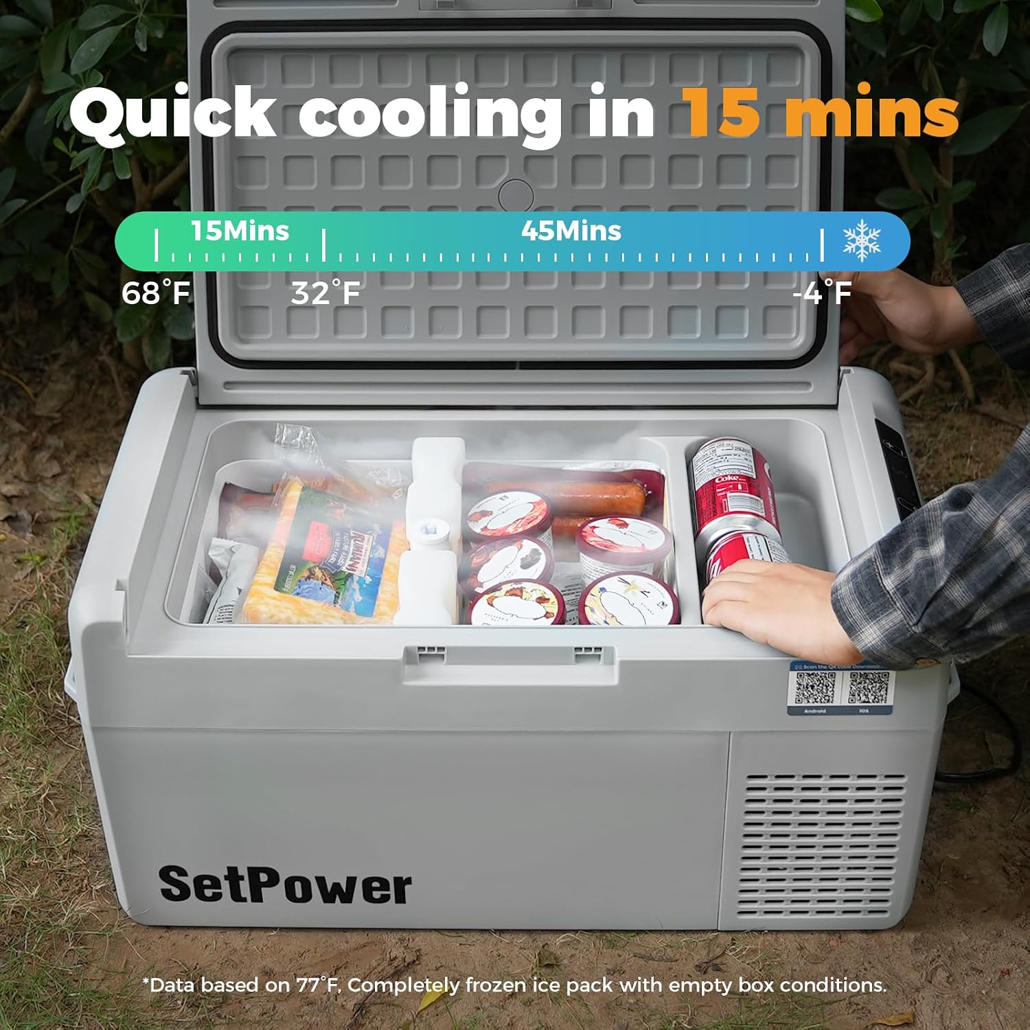 Setpower 12V Refrigerator 50 Hours Backup Cooling 21 Quart 12V Coolers for Vehicles Portable Freezer for Travel Car Fridge Electric Cooler for Car Camping Truck Van RV SUV Road Trip (RF20,Grey)