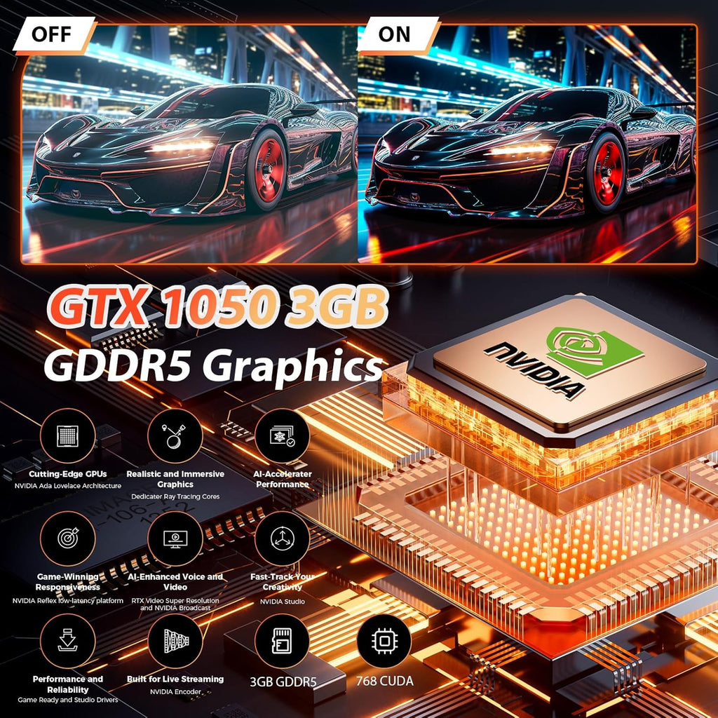 Mini PC, Intel Core I7-8750H Gaming Computer with Nvidia GTX1050 RGB Lights Mini Computer, 16GB DDR4 512GB NVMe SSD, Support Triple 4K Display/WiFi6 BT5.2/RJ-45, Windows 11 Pro Desktop PC, Black