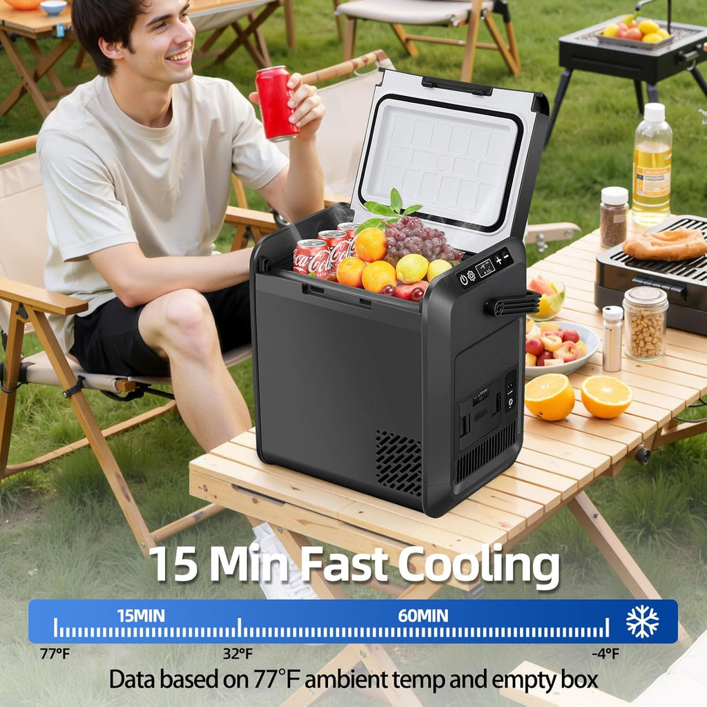 Car Refrigerator Freezer, 22QT Car Fridge Compressor Cooler for Vehicle Use, Dual Power 12V/24V DC & 110-240V AC, -4°F to 50°F for Truck, RV, SUV