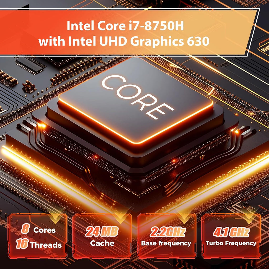 Mini PC, Intel Core I7-8750H Gaming Computer with Nvidia GTX1050 RGB Lights Mini Computer, 16GB DDR4 512GB NVMe SSD, Support Triple 4K Display/WiFi6 BT5.2/RJ-45, Windows 11 Pro Desktop PC, Black