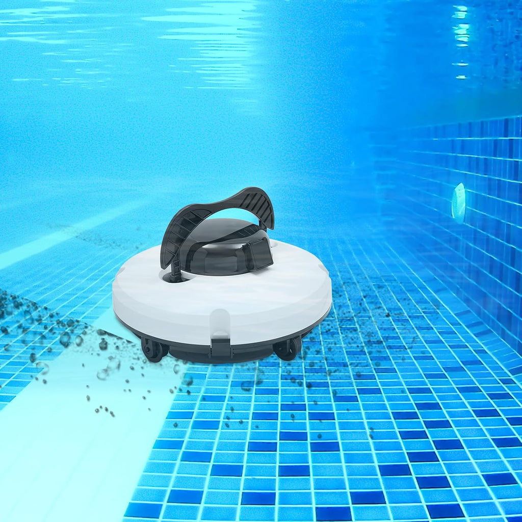 Pool Robot, Cordless Pool Cleaner, Automatic Robotic, Swimming Pool Vacuum Cleaner, Cleaning Machine, 5200 mAh, IPX8 Waterproof, for Above Ground & In Ground Pools, White