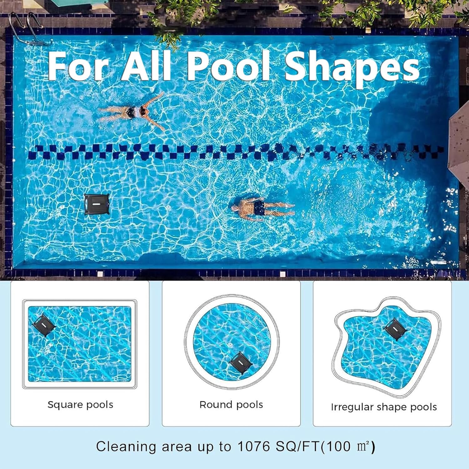 Solar Pool Skimmer Robot, Automatic Cordless Robot Solar Powered Pool Skimmer Cleaner for Pool with Dual Charging Options Path Optimization Two Speed Modes