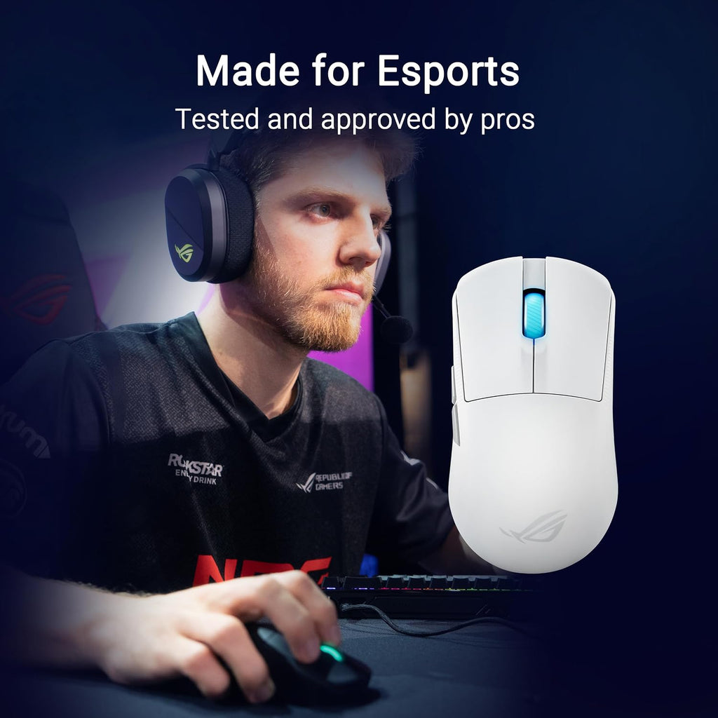 ASUS ROG Harpe Ace Mini Wireless Gaming Mouse – Small Compact Design, 49g Lightweight, 36K DPI AimPoint Sensor, Esports & FPS Gaming, Pro-Approved, White