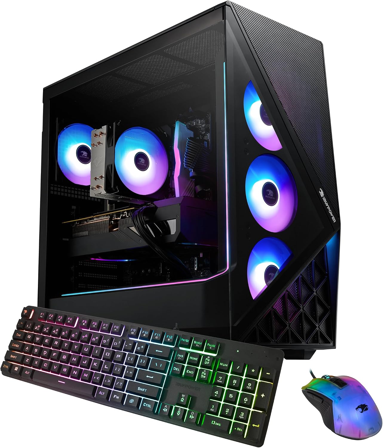 iBUYPOWER Slate Black Gaming PC Desktop Computer AMD Ryzen 5 8400F CPU, NVIDIA GeForce RTX 5060Ti 8GB GPU, 16GB DDR5 RGB 5200MHz RAM, 1TB NVMe SSD, Windows 11 Home, Keyboard, Mouse - SBA5N56T01