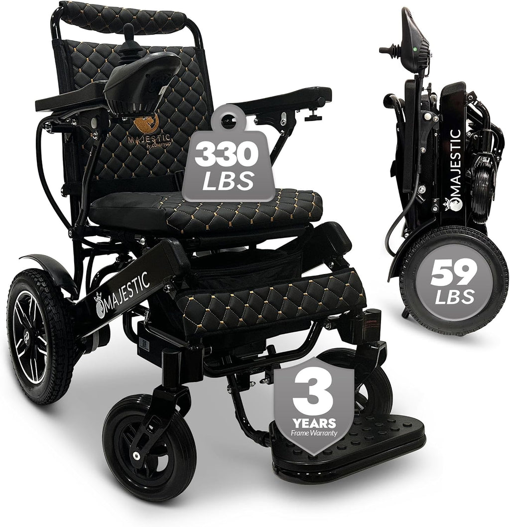Lightweight Electric Wheelchair for Adults – Remote Controlled Foldable Power Chair – Portable Travel Mobility Aid