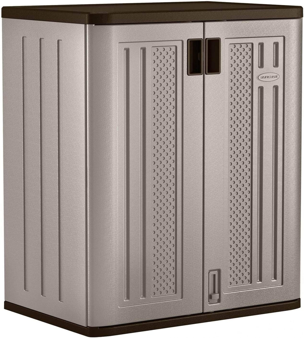 Suncast 4 Pack 9 Cu. Ft. Base Storage Cabinet, Resin Garage Organizer, Platinum Metallic/Slate