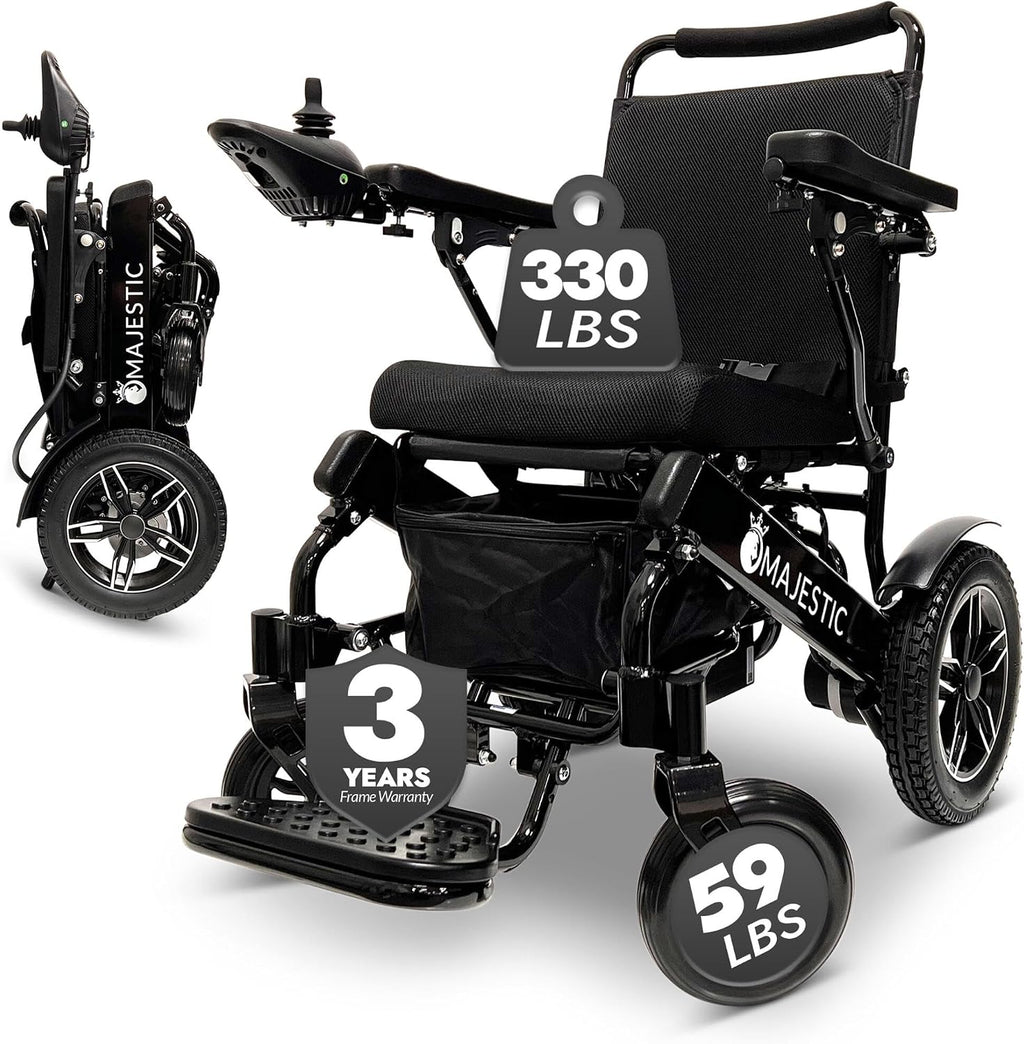 Majestic IQ-8000 Electric Wheelchairs for Adults,Foldable Lightweight Electric Wheelchair,Light Weight Folding Power Chair for Seniors,Portable Motorized Wheelchair,Durable Ultra Light Wheel Chair