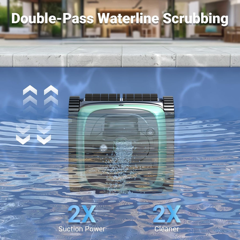 Pool Vacuum for Inground Pools, 4-in-1 Cordless Robotic Pool Cleaner for Above Ground Pools,Triple-Motors,Wall & Waterline Cleaning, App Support, OTA Upgrade up to 1,614 Sq.ft (Black Green)